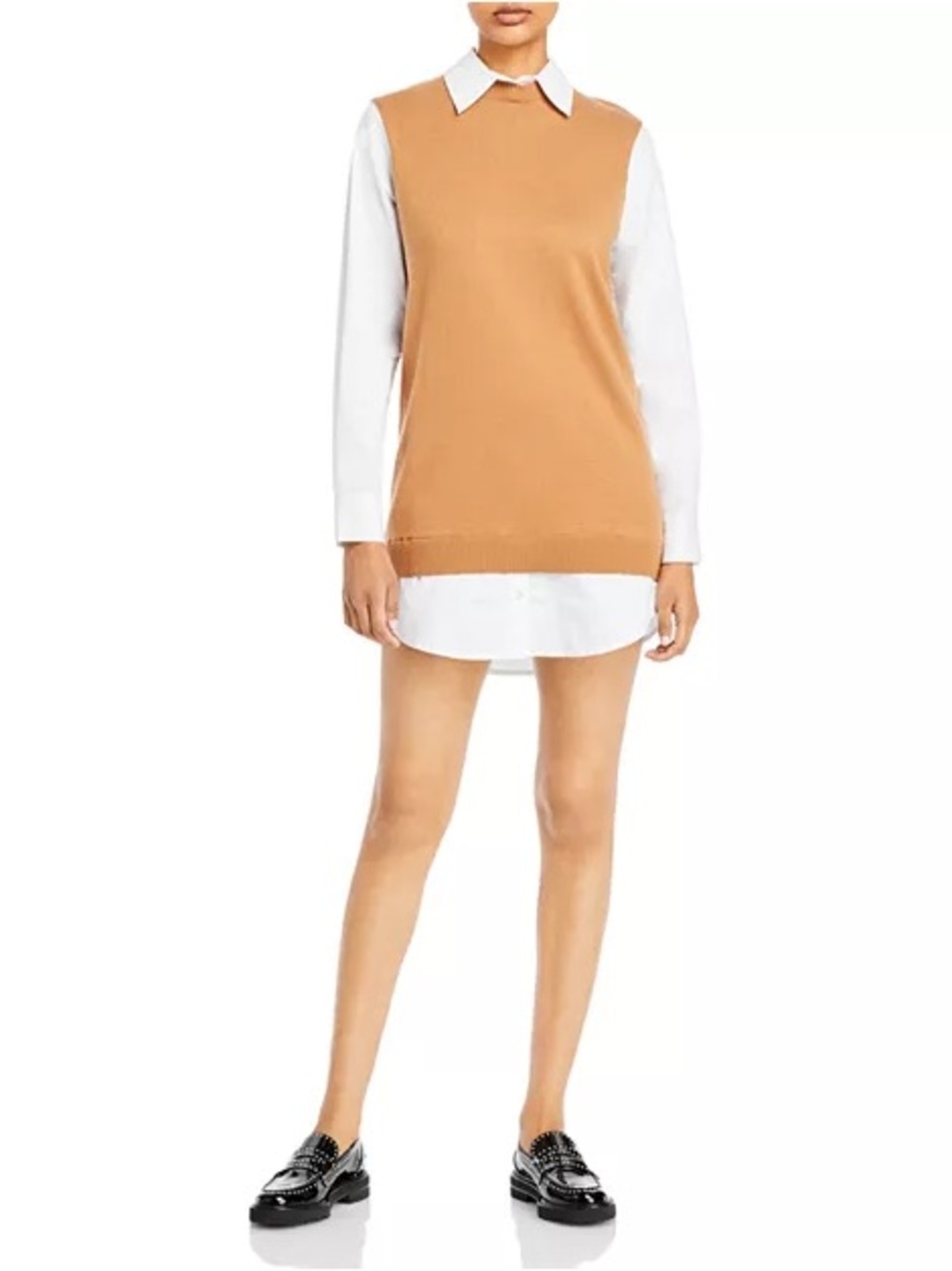 STAUD Fern Mixed Media Mini Dress